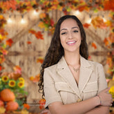 Aperturee - Maples Wood Door Pumpkin Sunflower Autumn Backdrop